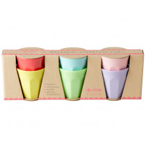 RICE 6 Melamine Espresso Cups YIPPIE YIPPIE YEAH Colors