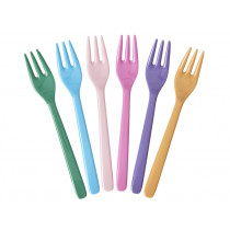 RICE 6 Melamine Cake Forks LA JOIE DE VIVRE Colors