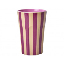 RICE Tall Melamine Cup STRIPES plum