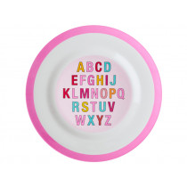 RICE Large Melamine Dinner Plate ALPHABET pink