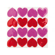 Rico Design 16 Large Gel Stickers HEARTS pink & red
