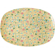 RICE small rectangular plate BUTTERFLY PRINT CREME