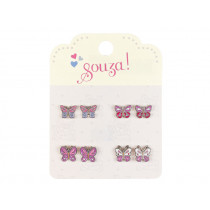Souza 4 Pairs Earring Set BUTTERFLIES pink