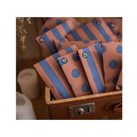 Ava & Yves 24 Advent Calendar Bags DOTS/STRIPES brown/blue