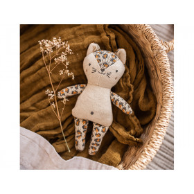 Ava & Yves Baby Rattle LEOPARD natural