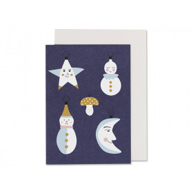 Ava & Yves Greeting Card CHRISTMAS ORNAMENTS blau
