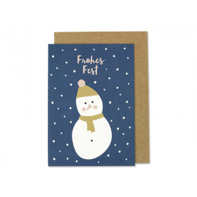 Ava & Yves Greeting Card SNOWMAN "Frohes Fest"