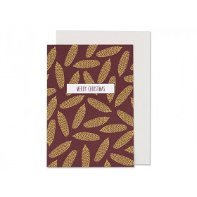 Ava & Yves Greeting Card PINE CONE "Merry Christmas" brown