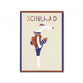 Ava & Yves Postcard DOG "Schulkind" blue