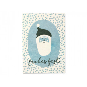 Ava & Yves Postcard SANTA CLAUS "Frohes Fest" blue