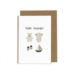 Ava & Yves Greeting Card BEAR "Hallo Wunder" rose