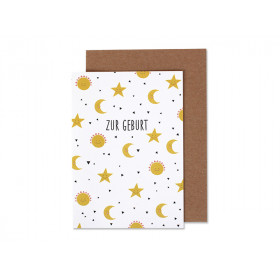 Ava & Yves Greeting Card Moon & Stars BIRTH