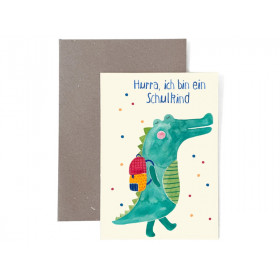 Frau Ottilie Greeting card for school start SCHOOL CHILD crocodile