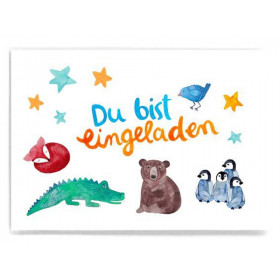 Frau Ottilie Postcard YOU ARE INVITED for children's birthday party