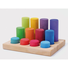 GRIMM'S Wooden Stacking Game ROLLERS Rainbow