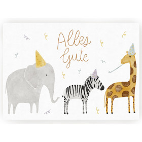 Hej Hanni Postcard SAFARI ANIMALS Alles Gute