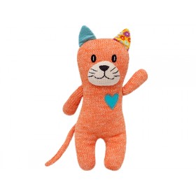 Hickups Knitted Cat ORANGE with heart
