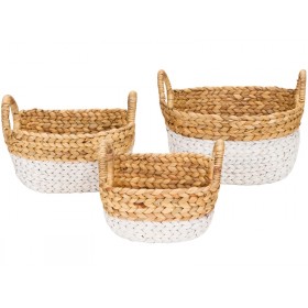 KidsDepot raffia basket SET WHITE