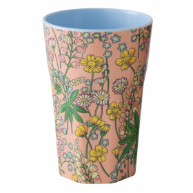 RICE Tall Melamine Cup LUPIN PRINT coral