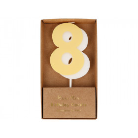 Meri Meri Birthday Candle 8 pastel yellow