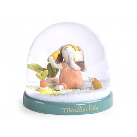 Moulin Roty Snow Globe TROIS LAPINS