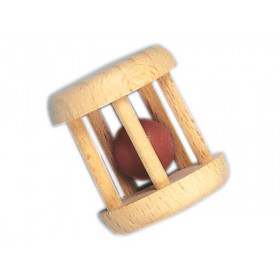 nic Wooden Rattle ROLL natural/red