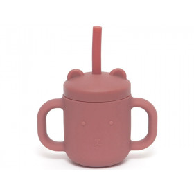 Petit Monkey Silicone STRAW CUP with Handles mahogany rose
