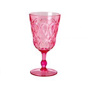 RICE wine glass in swirly embossed pink acrylic