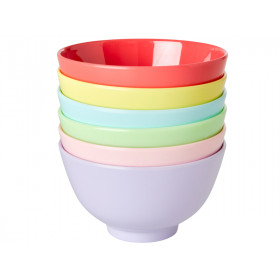 RICE 6 Melamine Bowls YIPPIE YIPPIE YEAH Colors
