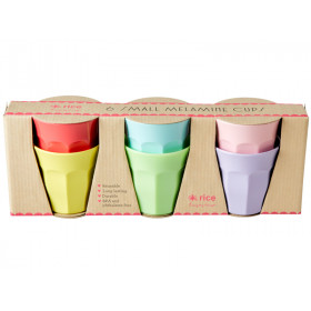 RICE 6 Small Melamine Cups YIPPIE YIPPIE YEAH Colors