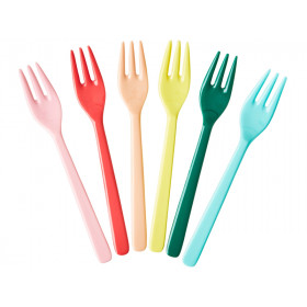 RICE 6 Melamine Cake Forks DANCE OUT Colors 2022 multi