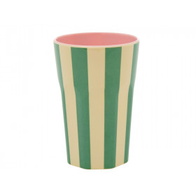 RICE Tall Melamine Cup GREEN STRIPES