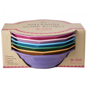 RICE 6 Melamine Soup Bowls LA JOIE DE VIVRE Colors