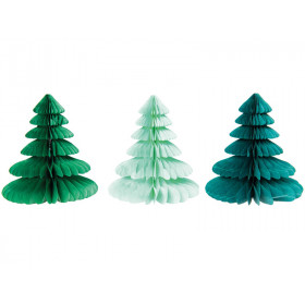 Rico Design 3 Honeycomb CHRISTMAS TREES green