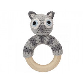 Sindibaba Rattle Ring OWL LUNO grey