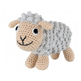 Sindibaba small Crochet Cuddly Toy Rattle SHEEP grey
