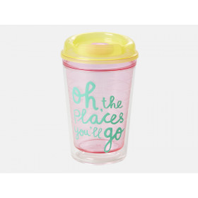 RICE Acrylic Travel Cup OH, THE PLACES YOU'LL GO pink